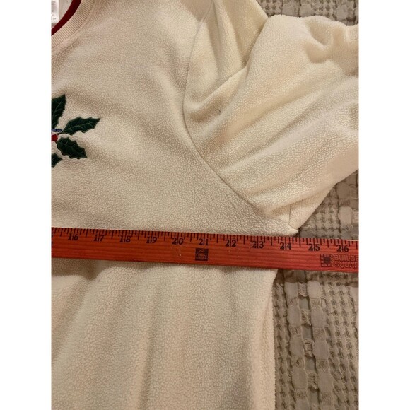 Vintage Christmas Sweatshirt Cream Color Size 1X w/ Unique Embroidery Blue Jays - Picture 6 of 7